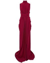 Alberta Ferretti - Draped Buckled-Strap Maxi Dress - Lyst
