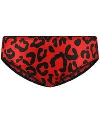 Dolce & Gabbana - Slip aus Satin Leoprint - Lyst