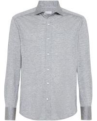 Brunello Cucinelli - Silk-cotton Button-up Shirt - Lyst