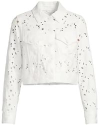 Alice + Olivia - Chloe Laser-Cut Classic-Collar Denim Jacket - Lyst