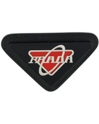 Prada Triangular Logo Brooch - Black