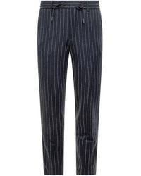 BOSS - Pinstripe Pants With Drawstring - Lyst