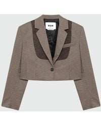 MSGM - Check-Pattern Cropped Jacket - Lyst