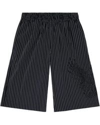 DIESEL - Pinstripe-Pattern Embroidered Shorts - Lyst