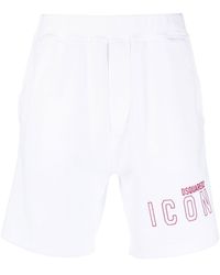 DSquared² - Logo Print Cotton Track Shorts - Lyst