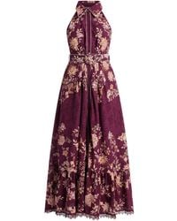 Hemant & Nandita - Savi Collared Floral Belted Maxi Dress - Lyst