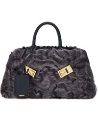 Ferragamo - Mini Hug Shearling-front Cross Body Bag - Lyst