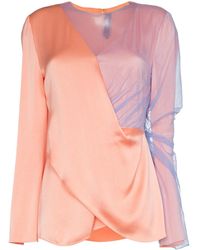 Sies Marjan - Blusa satinada con inserción de tul - Lyst