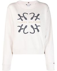 Tommy Hilfiger - Embroidered-logo Crew-neck Top - Lyst