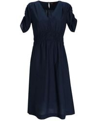 BOSS - Puff-Sleeve Midi Dress - Lyst
