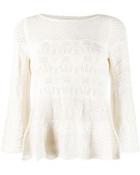 Twin Set Top de punto de ganchillo - Blanco