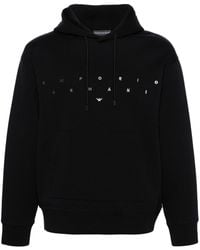 Emporio Armani - Logo-embroidered Jersey Hoodie - Lyst