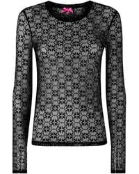 Pinko - Stretch-Lace Sweater With Love Birds Logo Motif - Lyst