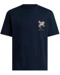 Etro - Cotton-Jersey T-Shirt With Pegaso-Embroidery - Lyst