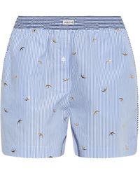 Munthe - Binyamin Striped-Pattern Bird-Print Shorts - Lyst