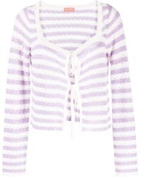 Kitri - Dionne Striped Crochet-knit Cardigan - Lyst