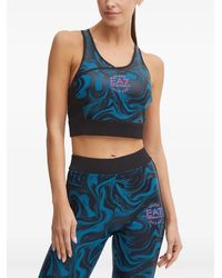 EA7 - Swirl-Print Sports Bra - Lyst