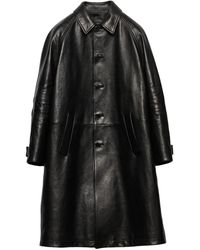 Prada - Oversized Leather Coat - Lyst