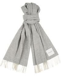 Profuomo - Herringbone-Weave Fringed Scarf - Lyst