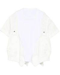 Sacai - Button-Detailed Short-Sleeved Top - Lyst