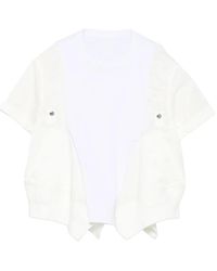Sacai - Top Met Korte Mouwen En Knoopdetails - Lyst