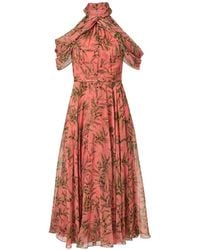 Carolina Herrera - Branch-Print Halterneck Midi Dress - Lyst