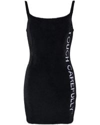 Off-White c/o Virgil Abloh - Off White Quote Fuzzy Mini Dress Black White - Lyst