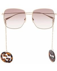 Gucci - Gg-Pendant Square-Frame Sunglasses - Lyst