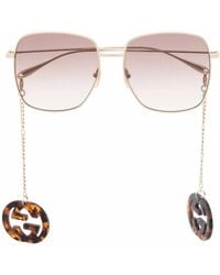 Gucci - Gg-Pendant Square-Frame Sunglasses - Lyst