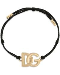 Dolce & Gabbana - Dg Logo Charm Cord Bracelet - Lyst