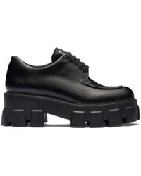 Prada - Monolith Brushed Leather Lace-up Shoes - Lyst