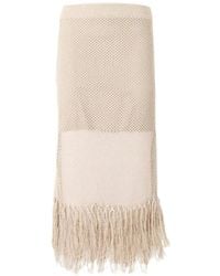 KARL LAGERFELD - Crochet-Knit Fringe-Trimmed Midi Skirt - Lyst