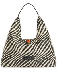 Marni - Wavy Raffia Effect Top-Handle Bag - Lyst