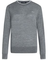 KARL LAGERFELD - Merino Wool Crew-Neck Sweater - Lyst