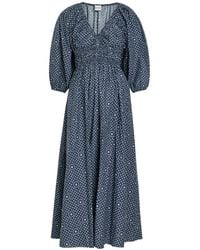 Matteau - Geometric-Print Shirred Midi Dress - Lyst