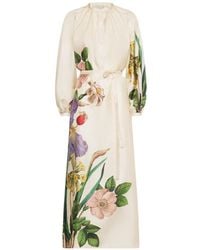 Pierre Louis Mascia - Robe-Chemise Longue Aloe En Soie À Fleurs Imprimées - Lyst