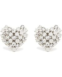Alessandra Rich - Crystal-Embellished Heart-Shaped Earrings - Lyst