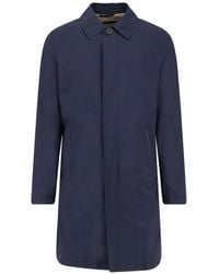 Corneliani - Button Leather Trim Coat - Lyst