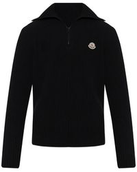 Moncler - Half-Zip Mock Neck Knit Sweater - Lyst