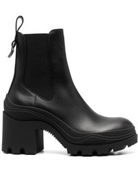 Moncler - 90mm Block-heel Leather Boots - Lyst