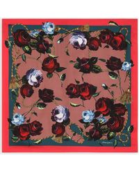 Dolce & Gabbana - Twill Scarf With Vintage Rose (90 X 90) - Lyst
