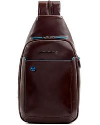 Piquadro - Logo-Plaque Leather Backpack - Lyst