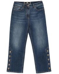 Elisabetta Franchi - Button-Up Cropped Jeans - Lyst