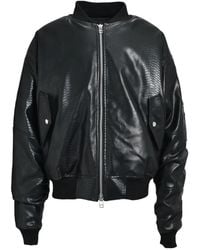 BREATH - Python-Effect Faux-Leather Bomber Jacket - Lyst