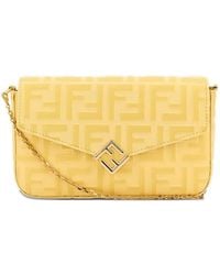 Fendi - Ff Diamonds Wallet On Chain Leather - Lyst