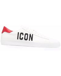 DSquared² - Icon Embroidered Leather Trainers - Lyst