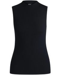 BOSS - Ribbed-Knit Top With Mock Neckline - Lyst