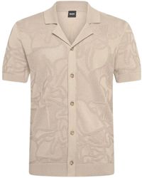 BOSS - Jacquard-Knit Short-Sleeve Polo Shirt - Lyst