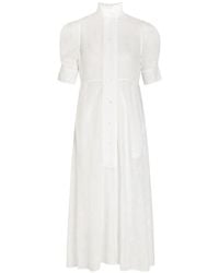 Thierry Colson - Venetia Broderie-Anglaise Ruffled-Collar Midi Dress - Lyst