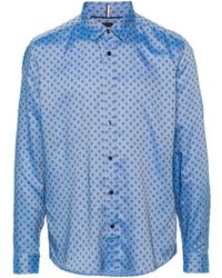 BOSS - Geometric-print Long-sleeve Shirt - Lyst